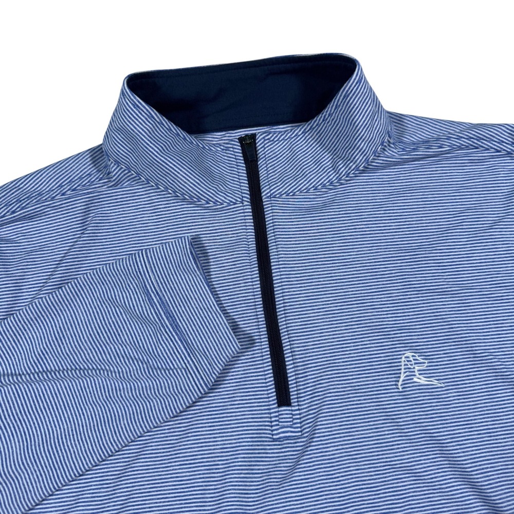 Rhoback Quarter Zip Pullover Mens Medium Blue White Stripe Performance Golf